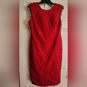Calvin Klein Red Strapless Sheath Dress